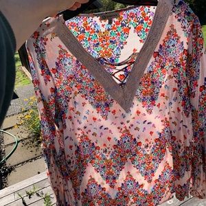 Democracy Blouse Multi Color Floral Size Medium